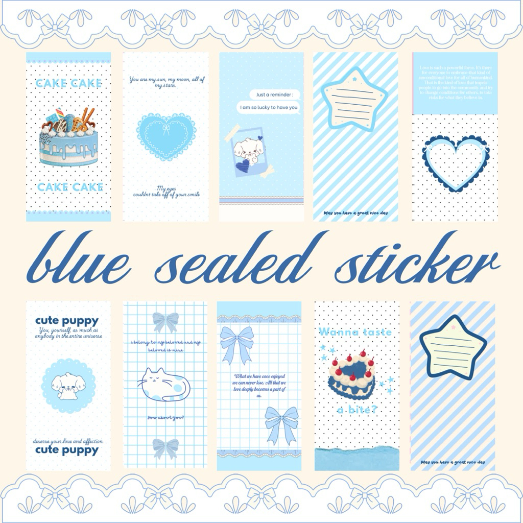 

[Luvlystuff] BLUE STICKER AESTHETIC SEAL || PASTEL PINTEREST STIKER DECO