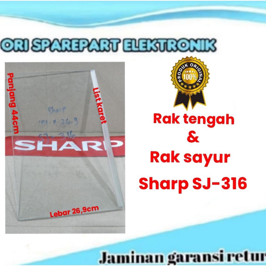 rak tengah & rak sayur kulkas sharp SJ-316