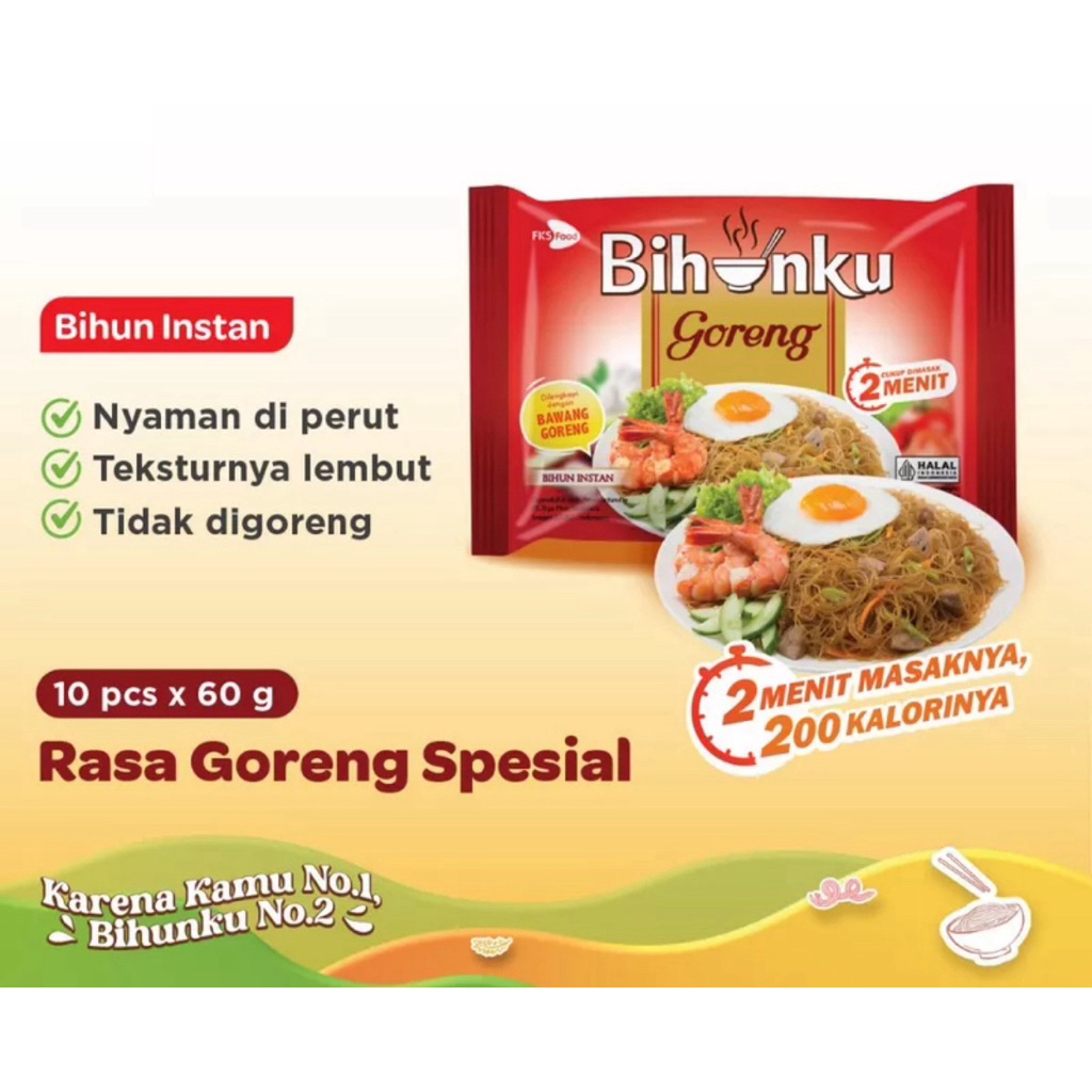 

Bihunku Bihun Instan isi 5 pcs Rasa Goreng 60gram/Bihunku bihun instant goreng