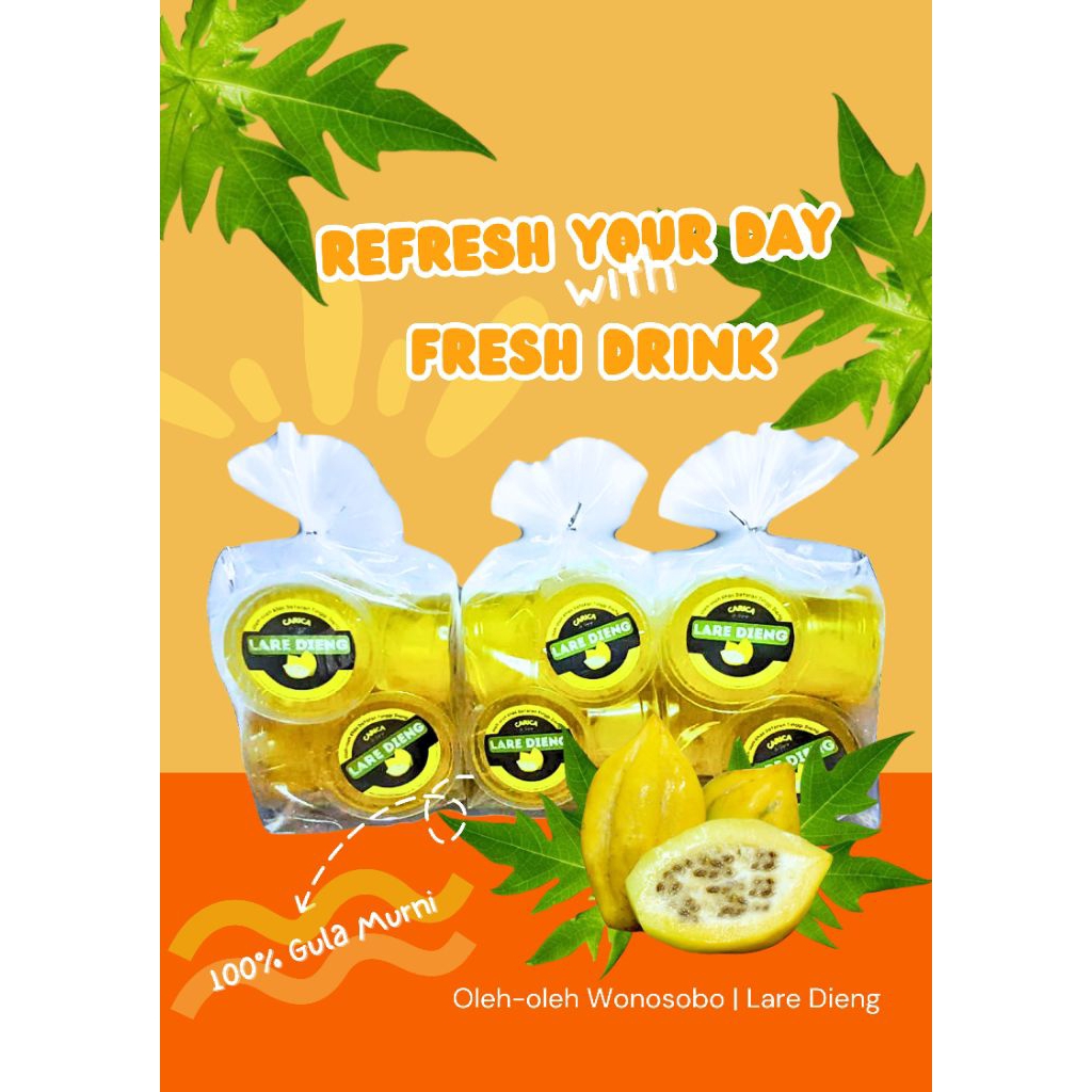 

Oleh-oleh Wonosobo Minuman Buah Carica Kemasan Plastik isi 6 Cup 125 ml ~ Lare Dieng
