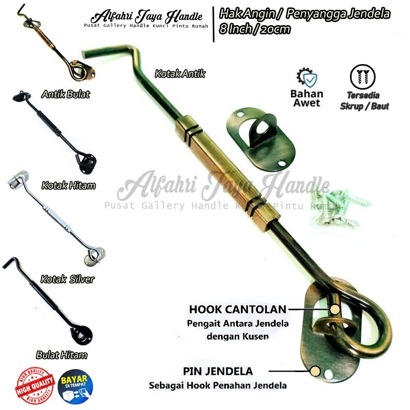 Hak Angin Jendela Window Hook / Peyangga Jendela / Cantolan Jendela Rumah / Penahan Cantolan Jendela