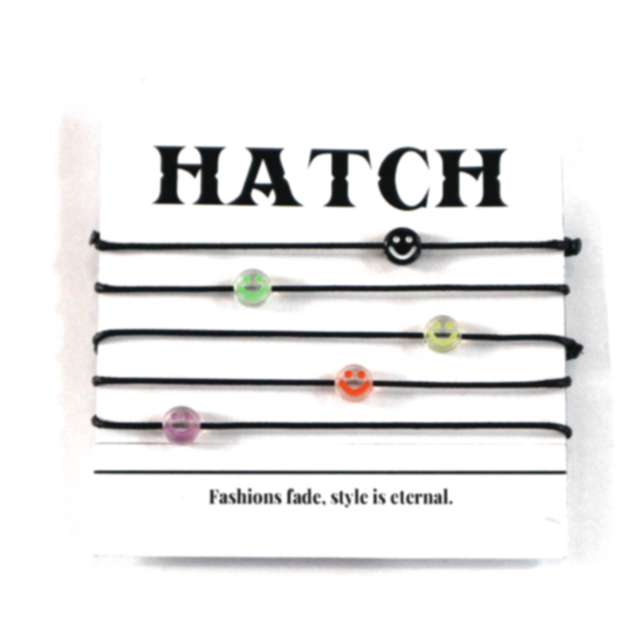 HATCH - Gelang Couple Smile Bracelet Tangan Tali Hitam Korea Pria Wanita Elastis