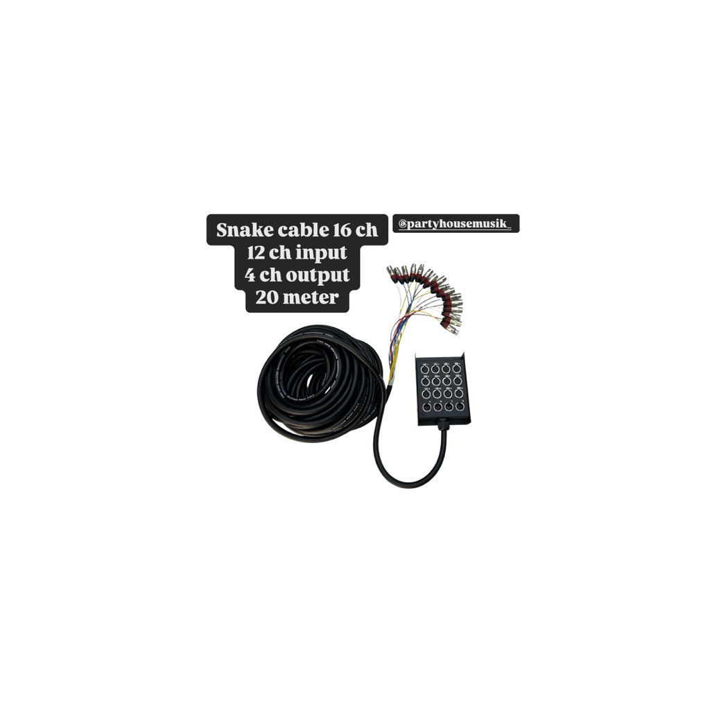 snake kabel 12 channel input 4 channel output panjang 20 meter . snake kabel 16 channel 12 in 4 out 