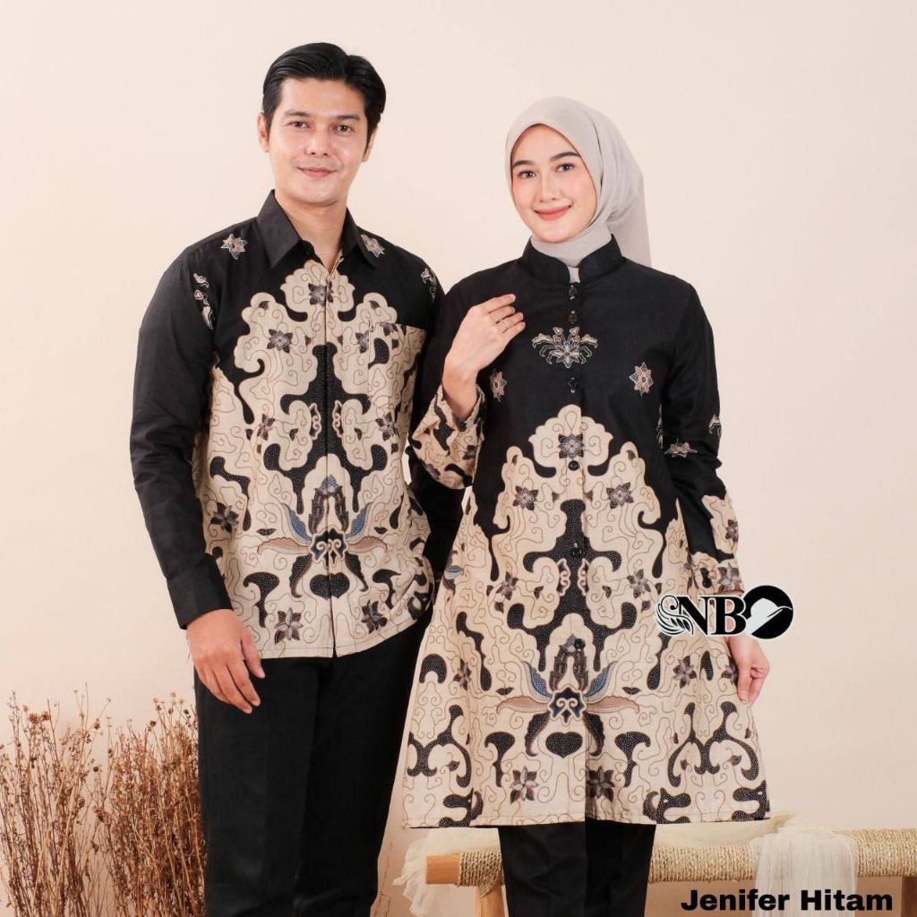 Baju Batik Couple Modern Kemeja Laki Laki Tunik Batik Lengan Panjang