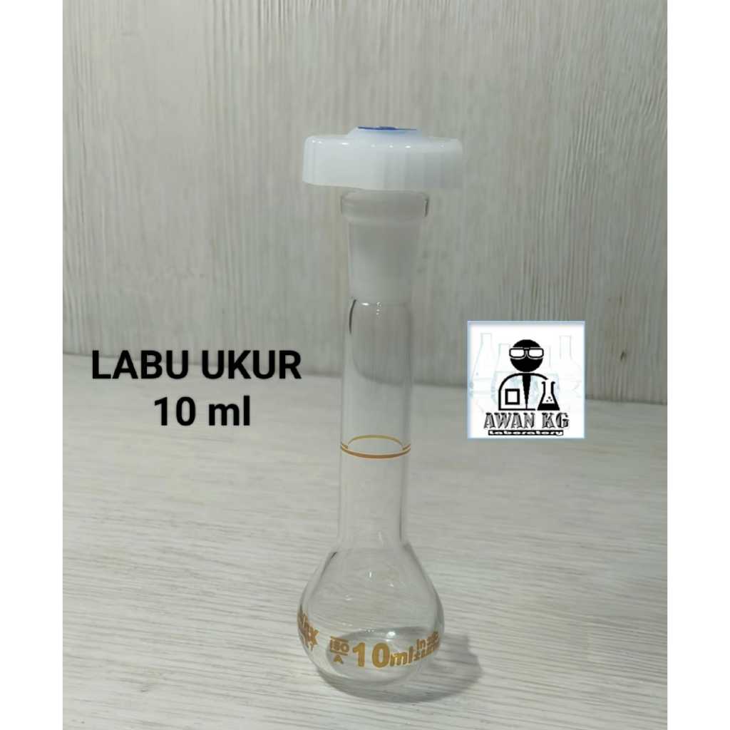Labu ukur 10ml pyrex tutup plastik labu takar 10 ml grade A