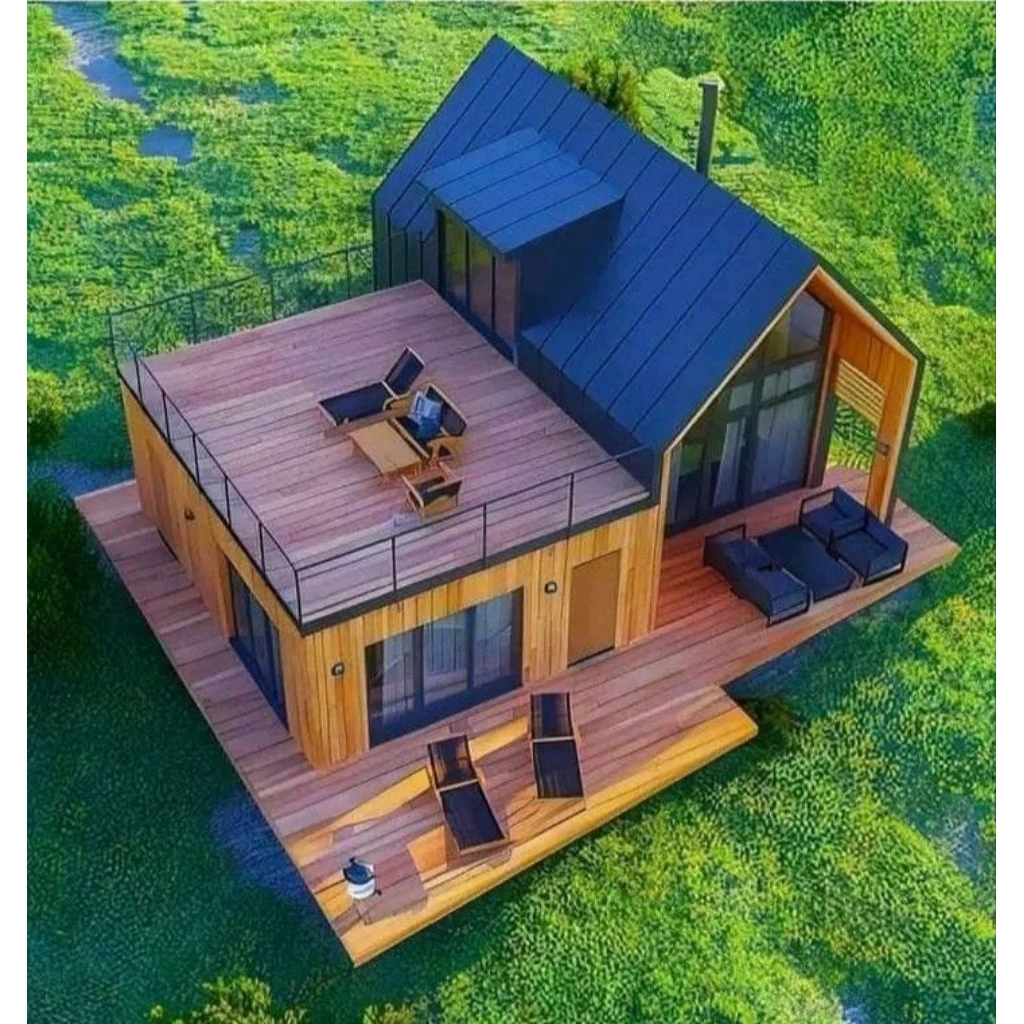 Rumah segitiga minimalis 2 lantai/Rumah minimalis Segitiga kayu jati