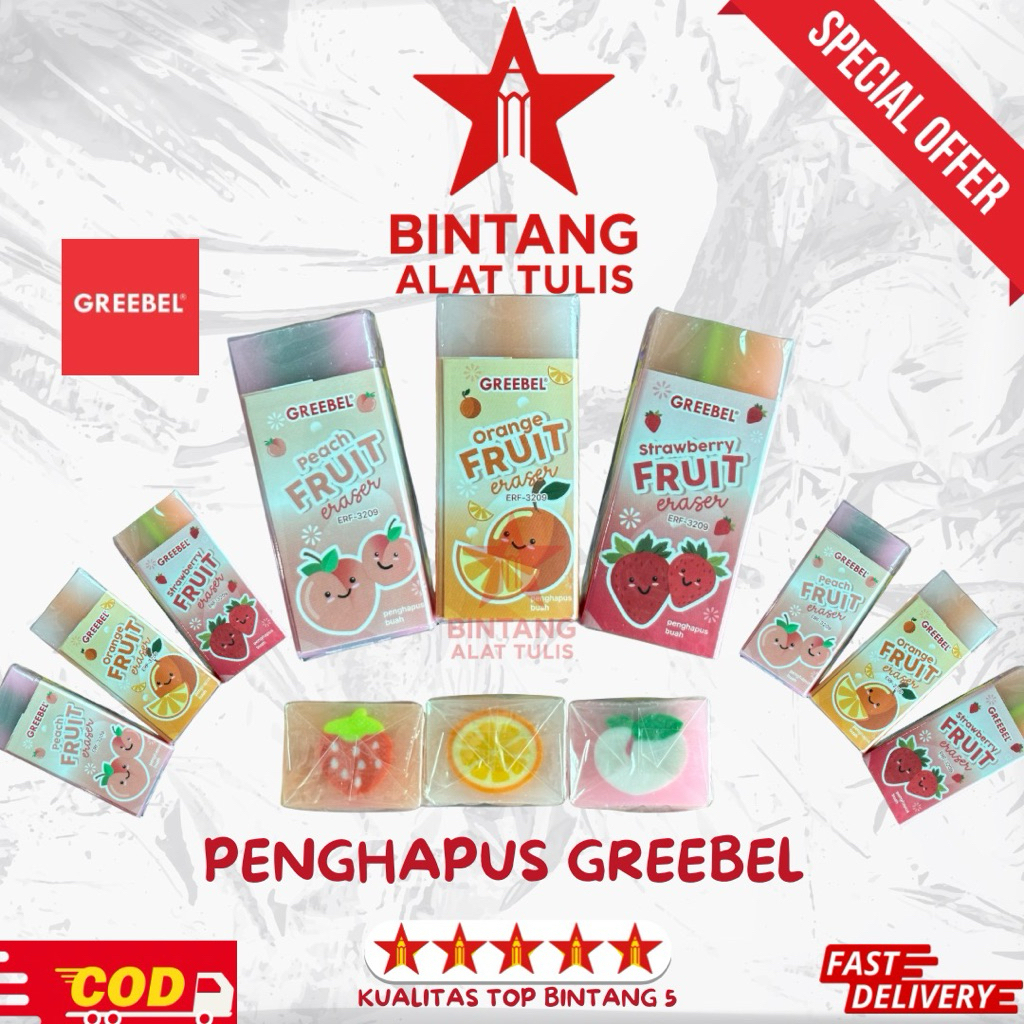 

Greebel Fruit Eraser Penghapus Bentuk Buah Unik | Peach Orange Strawberry