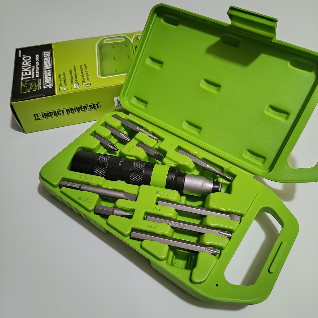 Tekiro Obeng Ketok Set Lengkap 11 Pcs Impact Driver Wrench / Obeng Getok Baja / Mata Obeng Ketok