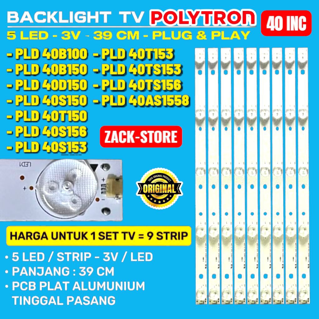 BACKLIGHT TV LED POLYTRON 40 INC PLD40B100 PLD40B150 PLD40D150 PLD40S150 PLD40T150 PLD40S156 PLD 40S