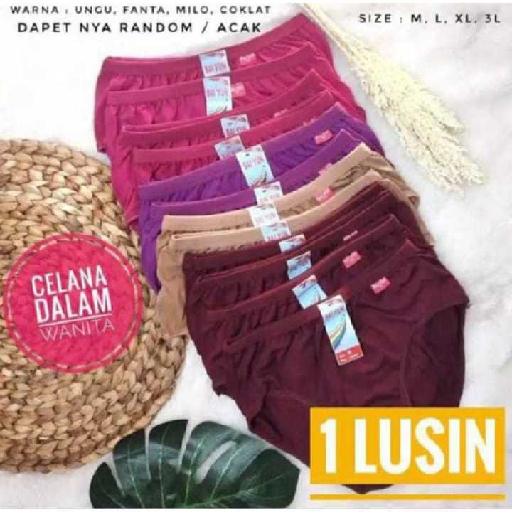 1 LUSIN (12 PCS) GROSIR CELANA Dalam CD WANITA POLOS LUSINAN / Celana Dalam Wanita 1 Lusin