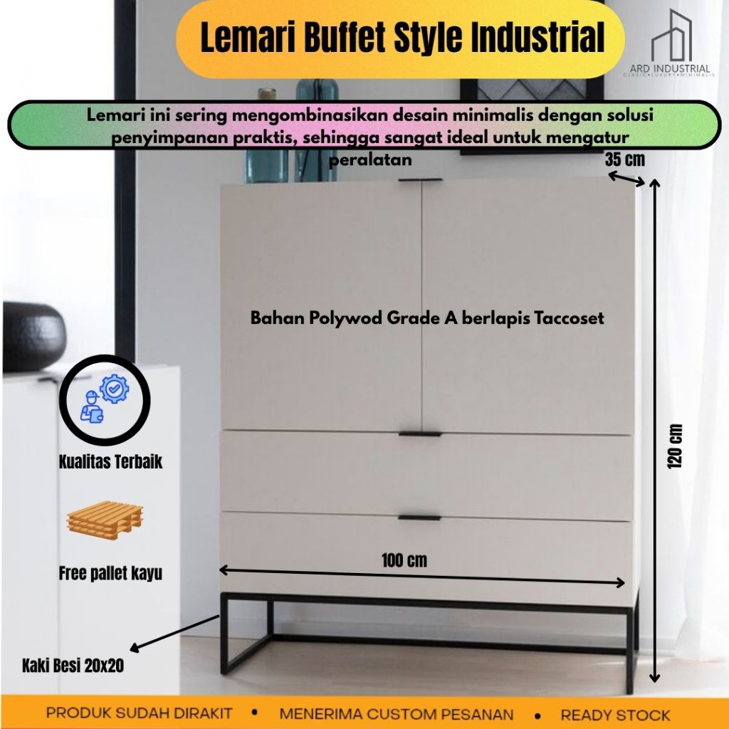 Lemari Bufet Ruang Tamu modern Kaki Besi
