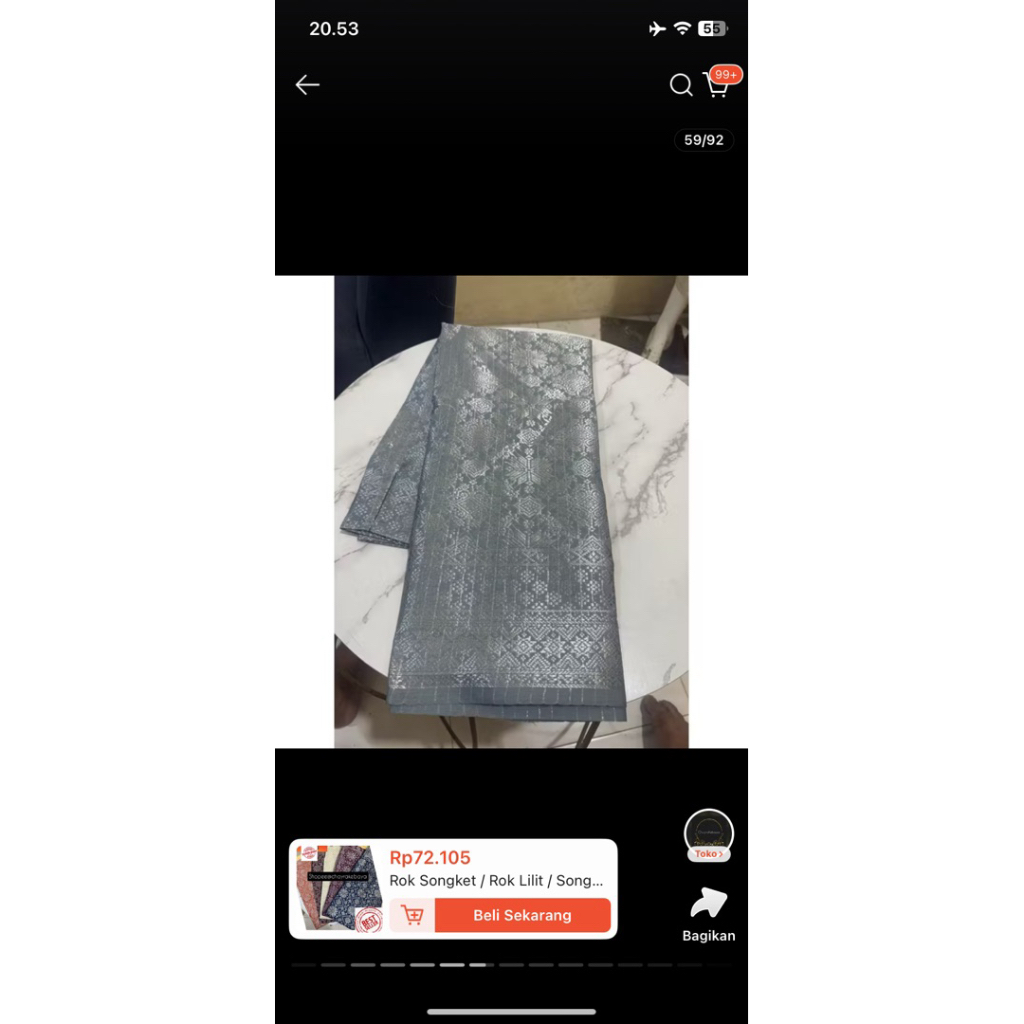 rok songket lilit kebaya denim biru silver new