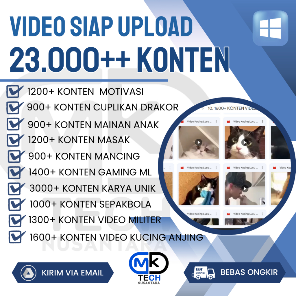 Ribuan Konten (23.000++ Video Siap Upload) Untuk Reel, Short Youtube, Tiktok + Bonus Buku dan Video 