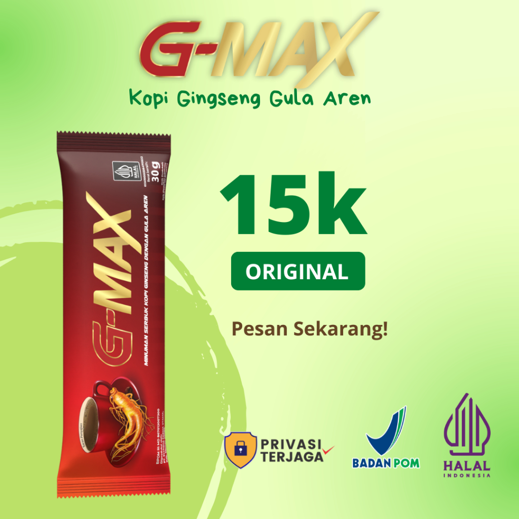 

G-MAX Kopi Pria Tahan Lama dengan Ginseng Gula Aren untuk Stamina Pria dan Wanita