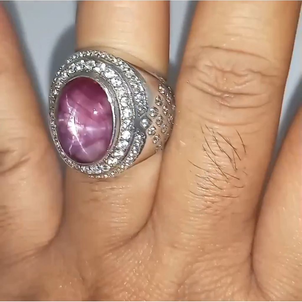 Natural Ruby Star Tajam Ring Perak Silver 925