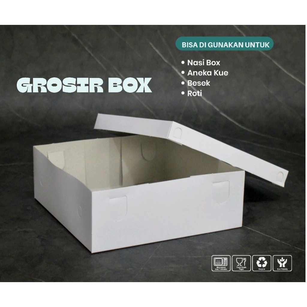 (isi 100 pcs)Grosir Box 16 x 16/Dus Nasi Kotak/Dus Katering/Dus Putih Polos