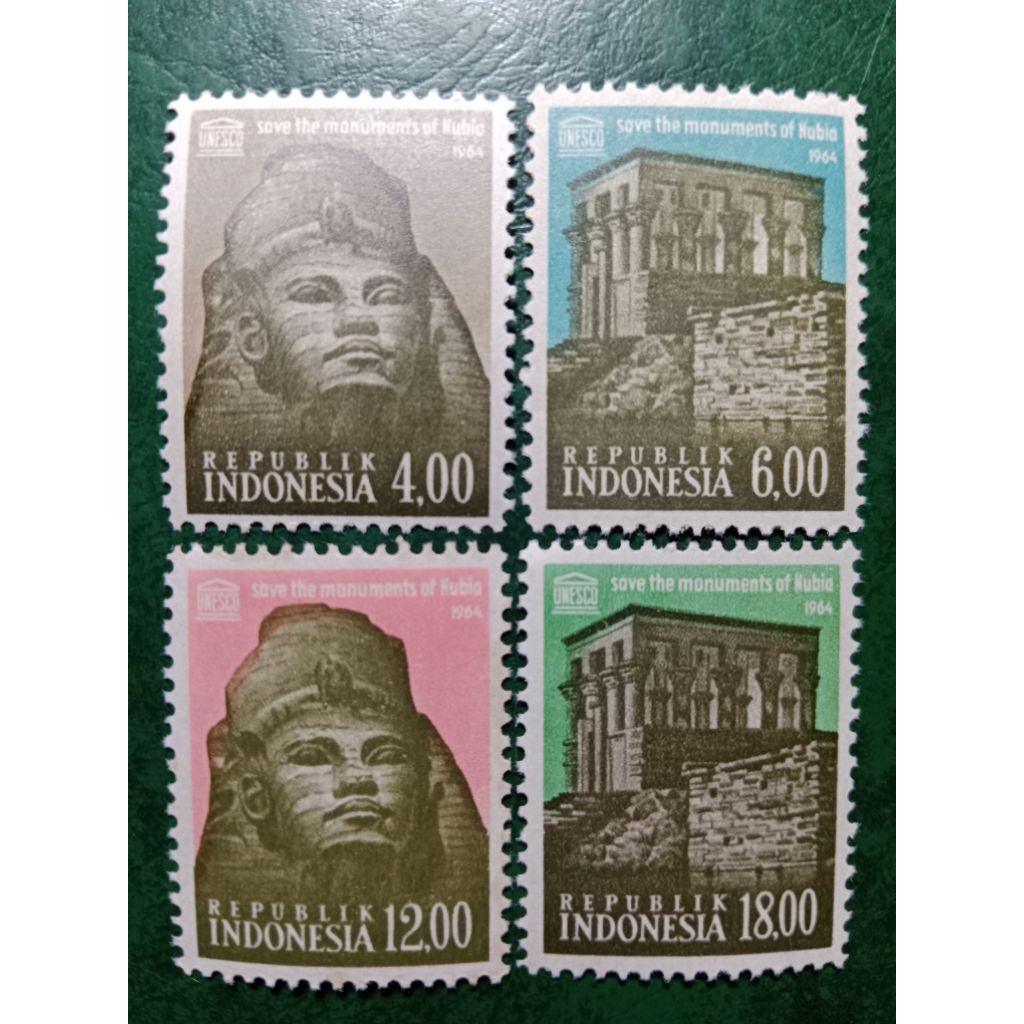 

Prangko Indonesia 4 Pcs Selamatkan Monumen Nubia Tahun 1964 UN USED