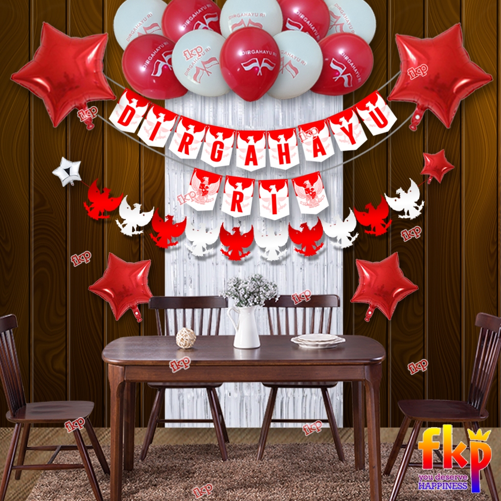 Sumberr Warasss Fun Kids Party Paket Dekorasi Simple Balon Dirgahayu Ri / Balon Hut Ri / Dekorasi