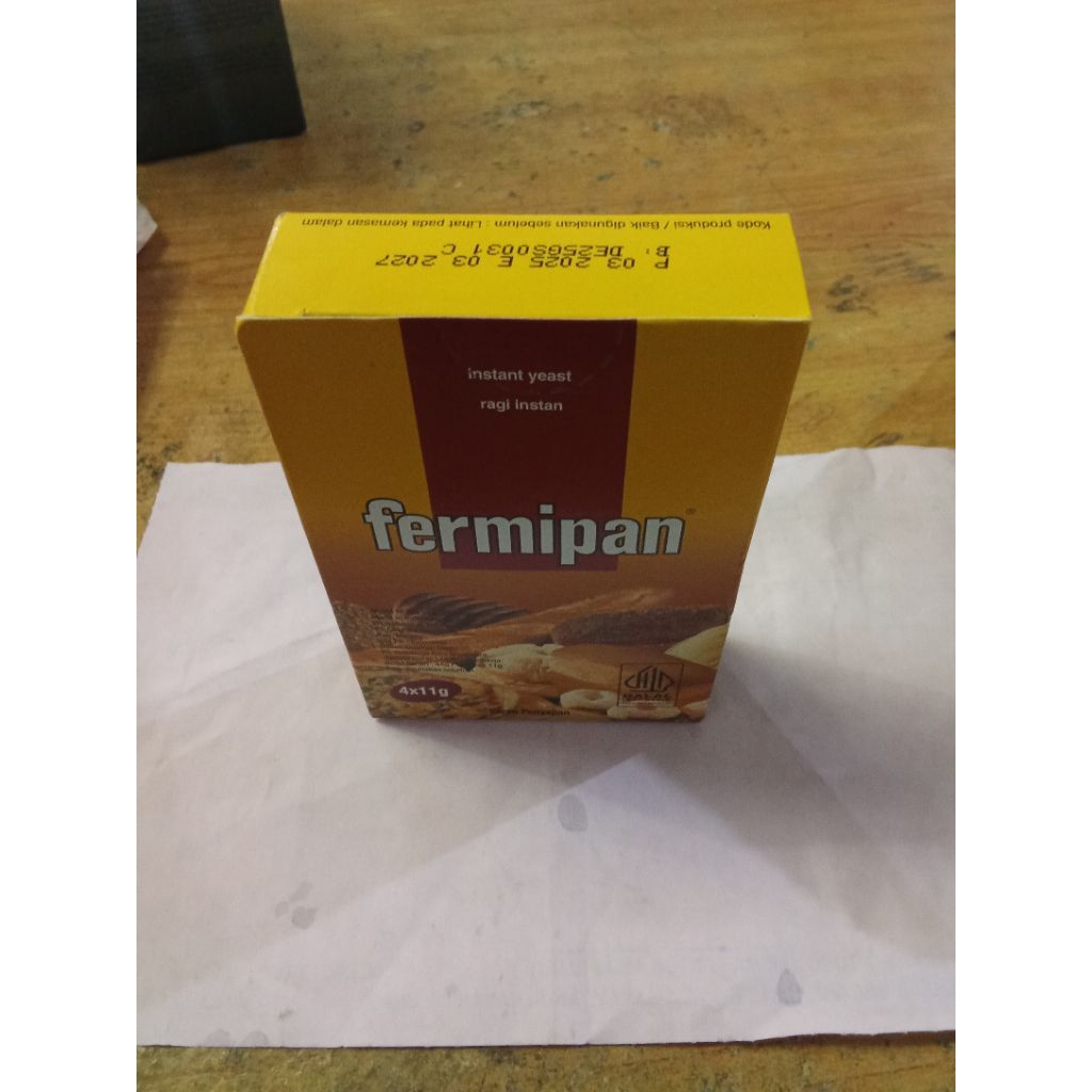 

Pernipam bahan untuk pembuatan kueh roti ragi instan 1pk isi 4pcs berat 11g