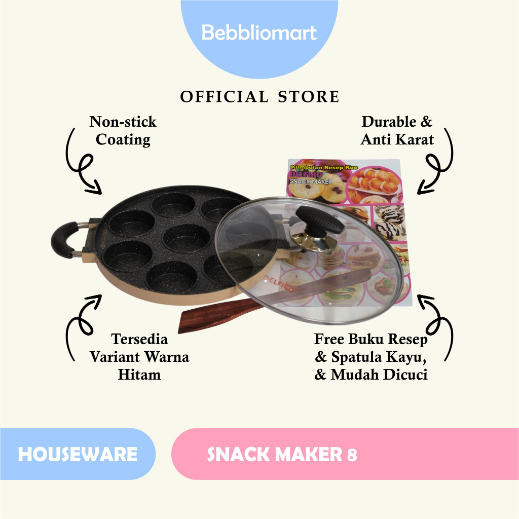 Delfiro Cetakan Kue 8 Lubang Premium, Pan Cetakan Kue Marble