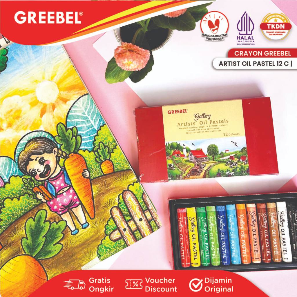 

GREEBEL Crayon Krayon ARTIST 12 Warna / ARTIST Oil Pastel 12 (AOP12) Mewarnai Professional Crayon Set