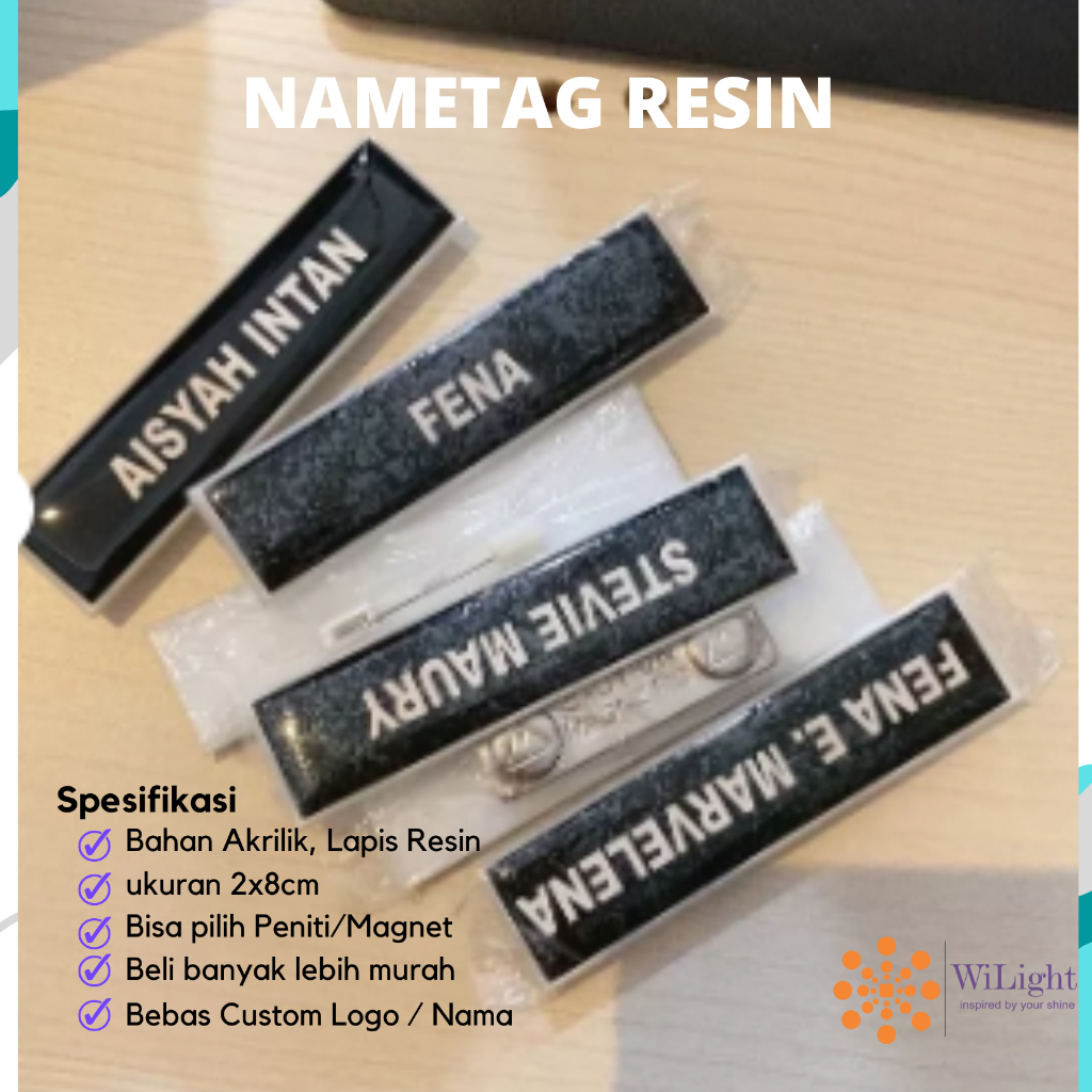 

Custom Nametag Resin | Nama Dada Akrilik | Papan Nama Dada Akrilik Peniti Magnet