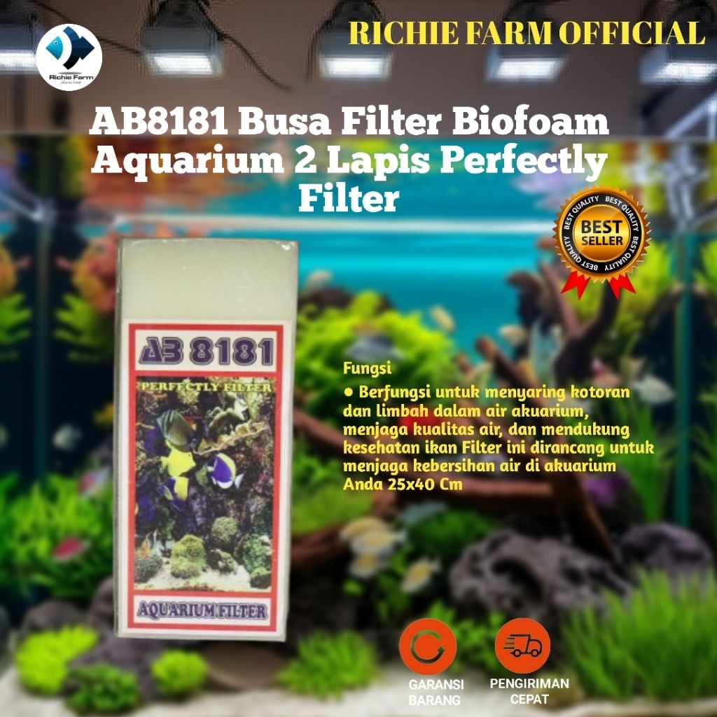 Richie Ab8181 Busa Filter Biofoam Aquarium 2 Lapis Perfectly Filter 25x40 cm