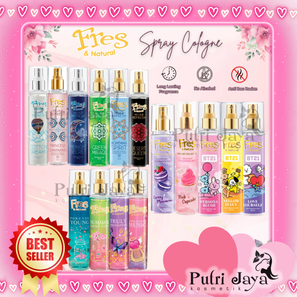 FRES & NATURAL Spray Cologne 100ml | HIJAB / Cupcake / Music / BTS