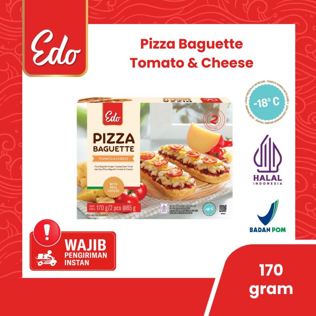 

Edo Pizza Baguette Tomato & Cheese 170 Gr