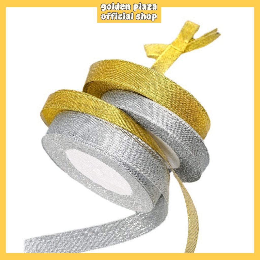 

(ROLL) Pita Hias Gold and Silver 2cm 4cm Korean Ribbon Pearl Pita Motif Pita Buket Bunga Pita Kado Buket PT17