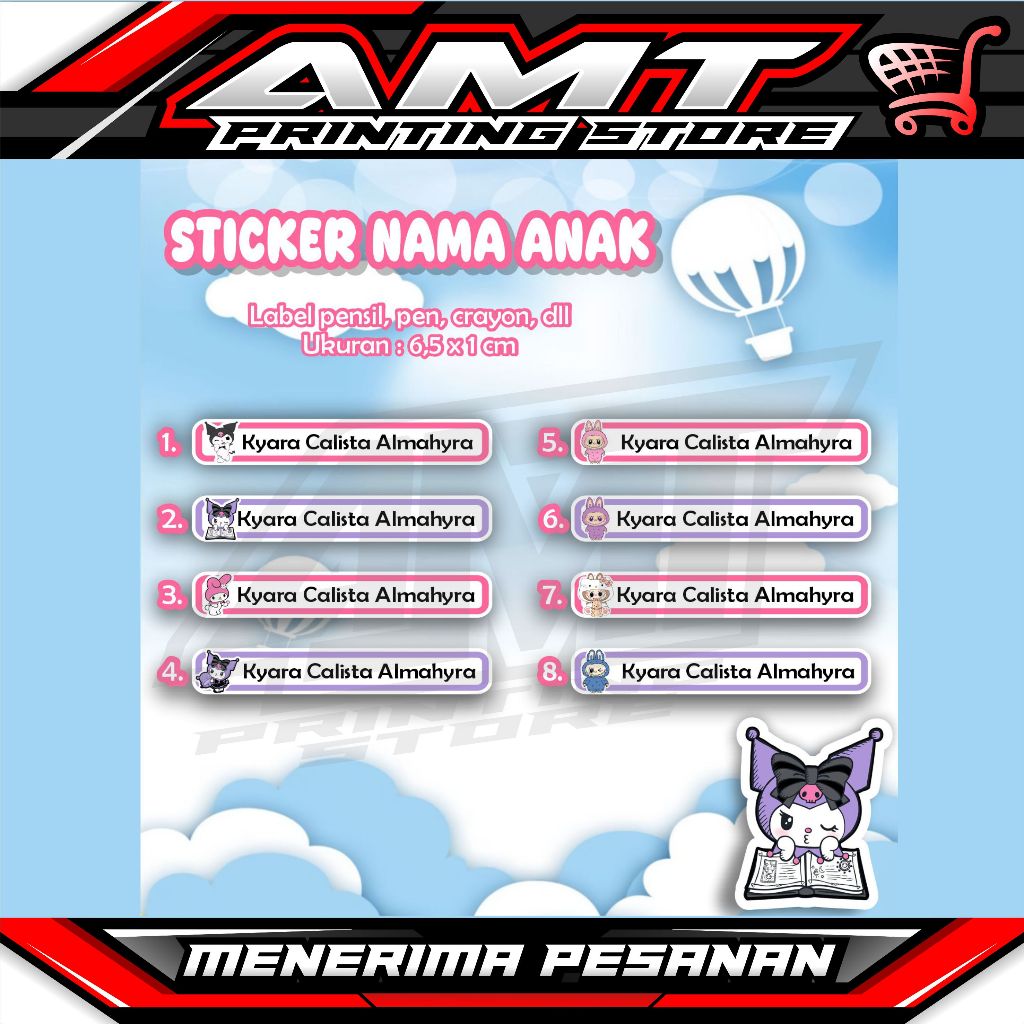

Stiker Label Nama Alat Tulis - Stiker Bisa Custom / Free Design - Stiker Variasi - Stiker Harga Lembaran Ukuran A5 (Isi 25pcs Lebih)