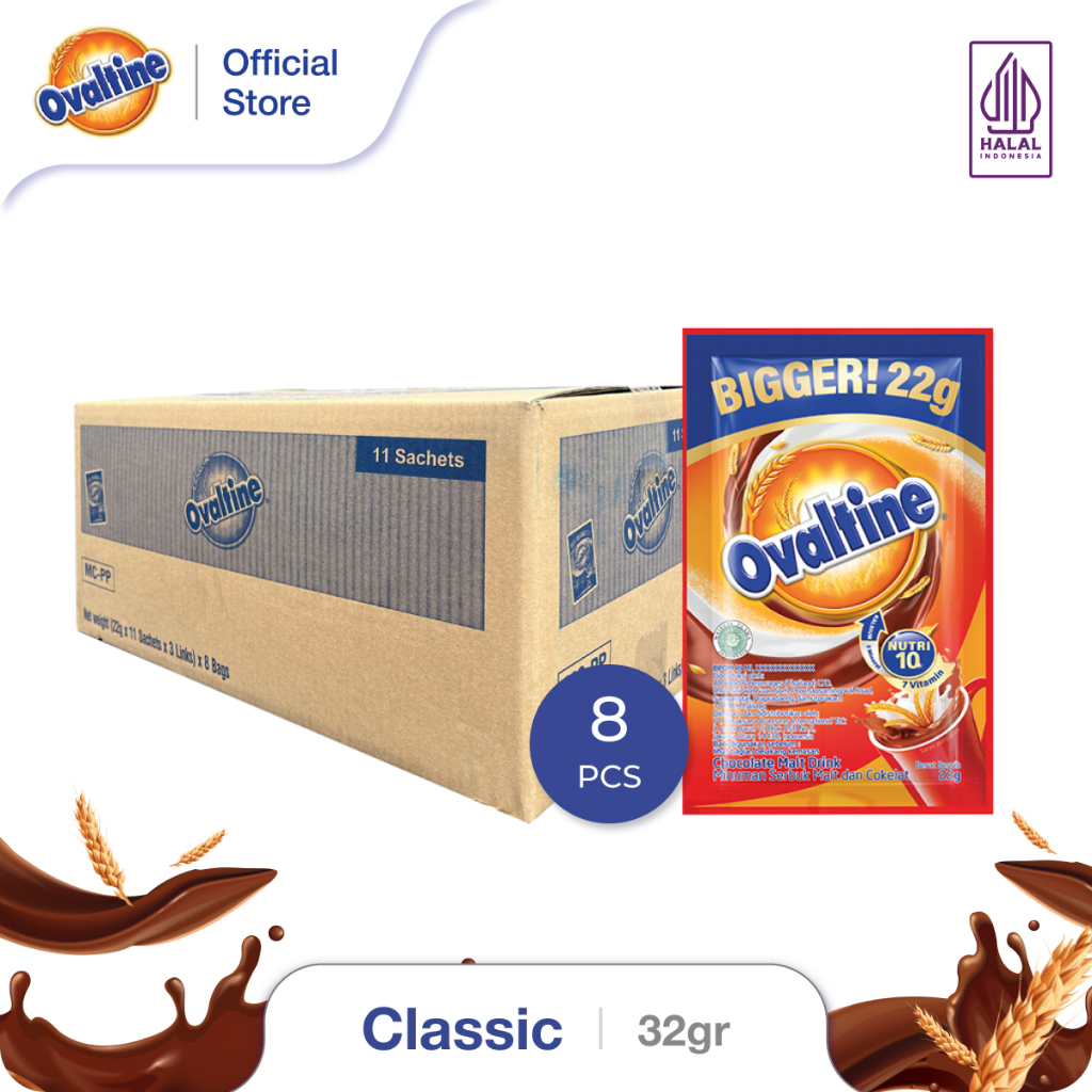 

[Karton] Ovaltine Classic Susu Bubuk Coklat 22grx10sx3 - 8pcs