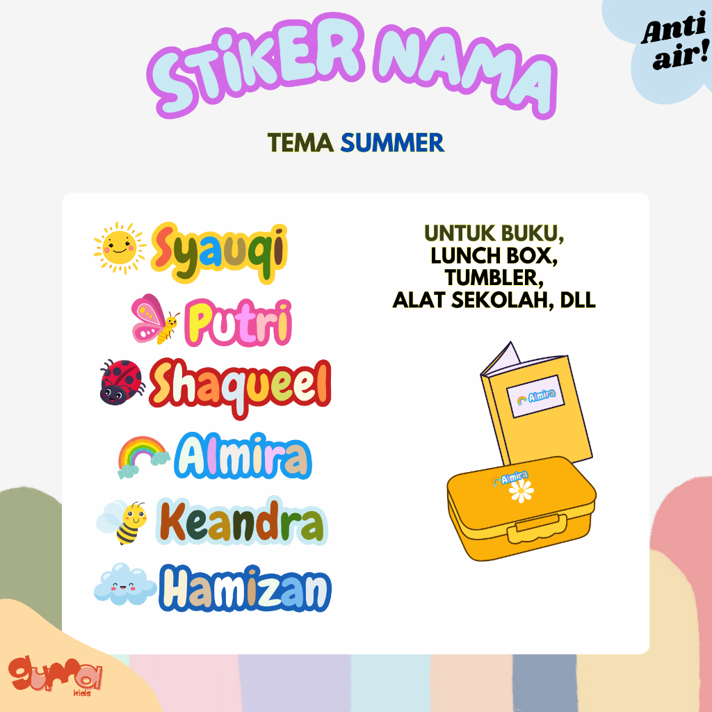 

Label Stiker Nama Anak Gambar Lucu | Sticker Nama Anti Air | Stiker Peralatan Sekolah Tema Summer