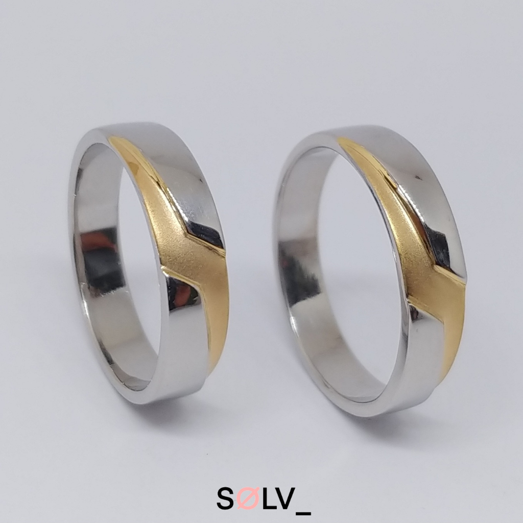 Cincin kawin perak 925 lapis emas, cincin couple, cincin nikah model (CK 47)