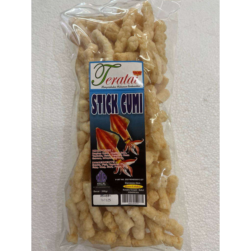 

kerupuk Rasa Cumi Cumi Bentuk Stik goreng cap Teratai 200 Gram Asli Bangka dari Toko LCK