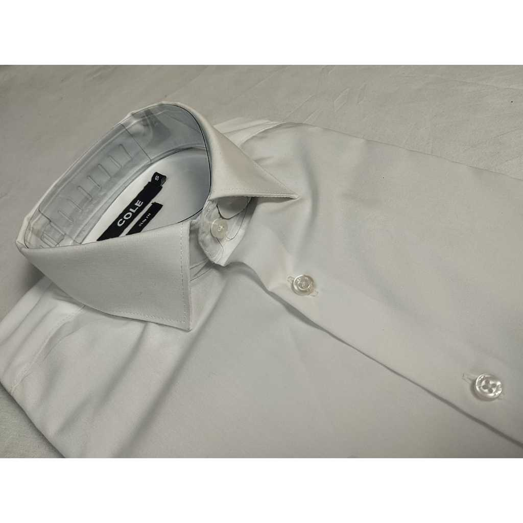 Kemeja Formal Pria Lengan Panjang Cole Slimfit Putih Polos Original Brand l Kemeja Pria