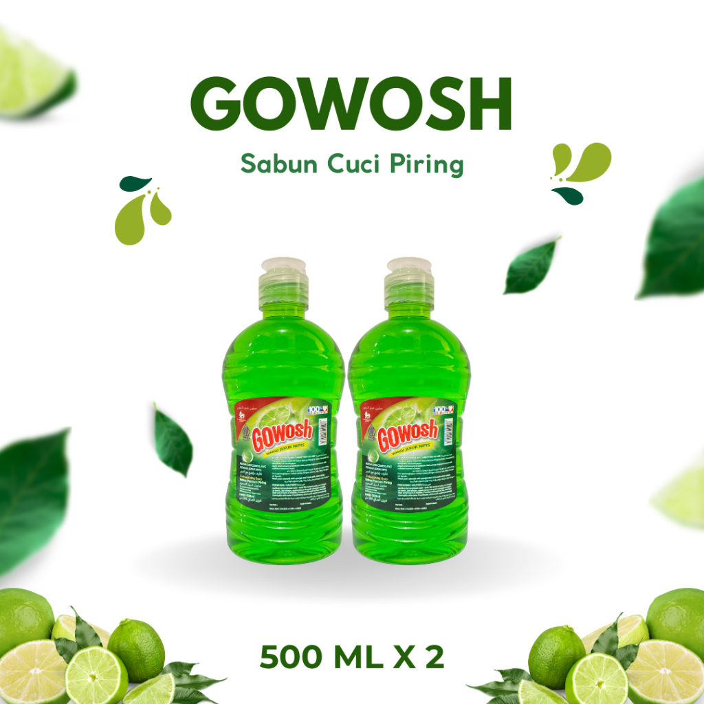 GOWOSH Sabun Cuci Piring Kemasan Botol 500ml Tutup Fliptop Bening (x2)