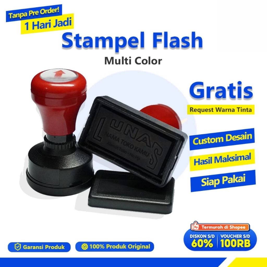 

Stempel Flash Costum | Bisa Logo & Teks | Ukuran Bebas | Bikin Sehari Jadi