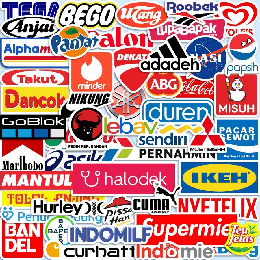 

Sticker Brand 1 Set Isi 50 Pcs Logo Stiker Tempel Mini Humor Type Logo Sticker Timbul Bahan Vinly