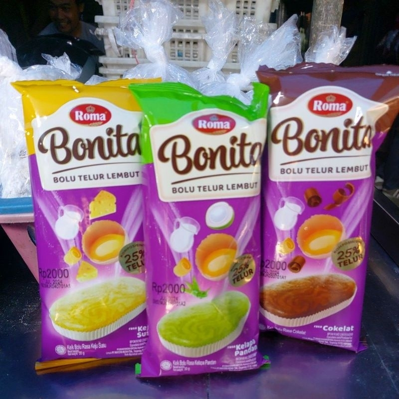 

Roma bonita bolu telur lembut varian rasa