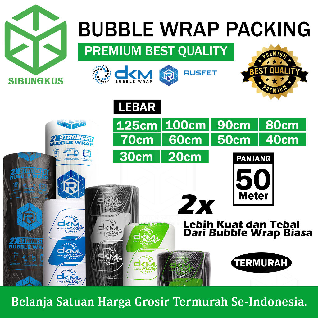 

Plastik Bubble Wrap Roll 125 X 50 Meter Dkm Plus Bubblewrap 40cm 30cm x 50m