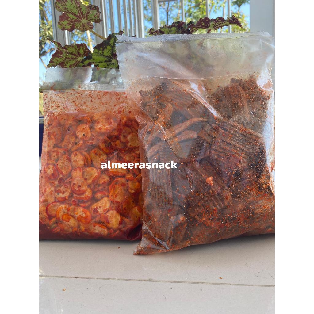 

PAKET HEMAT[BUNDLING 2PCS] SEBLAK KERUPUK BAWANG+KERUPUK JENGKOL ASBES/KOTAK PEDAS DAUN JERUK