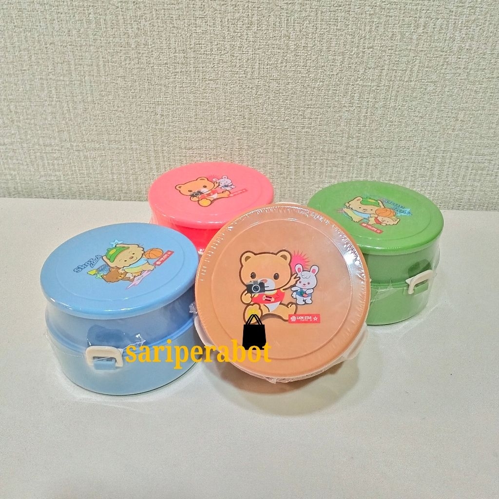 LION STAR SB - 14 Round Pop Lunch Box Kotak Makan Anak Bulat 2 Susun BPA FREE