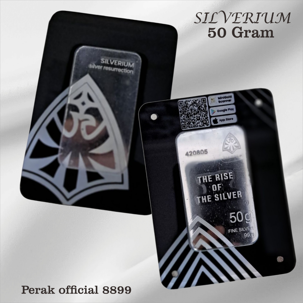 Perak Batang Silverium 50 Gram Kadar 999,9 % Fine Silver
