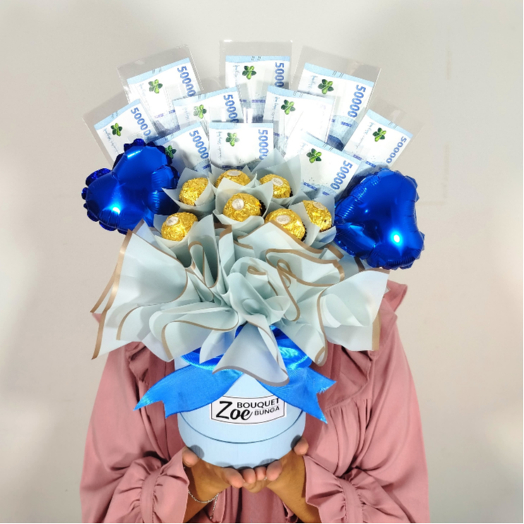 FERRERO MONEY BOX - BOX BUNGA BLOOM BOX MONEY BOUQUET MONEY CAKE BUKET BUNGA BUKET UANG FLORIST BUCK