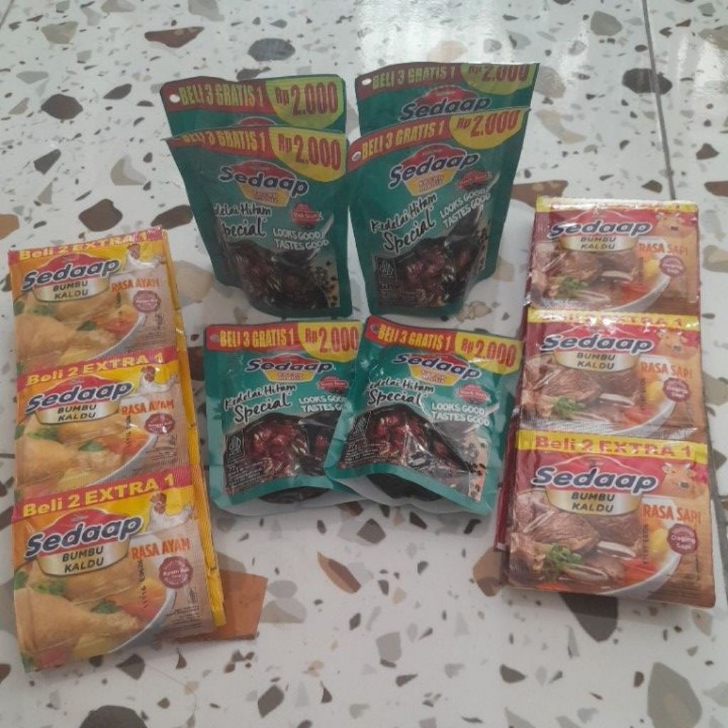 

paket A ( 7pcs kecap sedaap @77g+2 renteng bumbu kaldu sedaap @9g