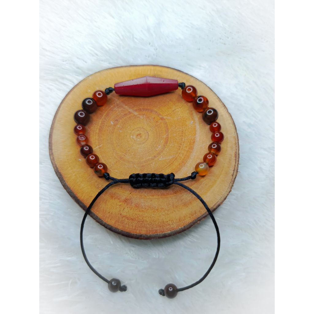 Gelang Lilis Lamiang Dayak - Lamiang Kaca 3 cm Manik Batu Alam