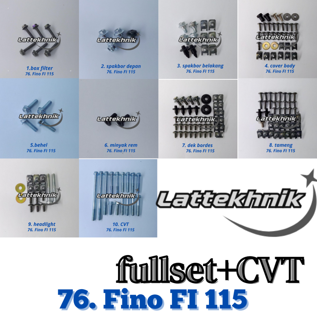 C76 Fino FI 115 Baut Lengkap Full Set Body Yamaha Fino FI 115 / Baut Lengkap Fullset Bodi Yamaha Fin