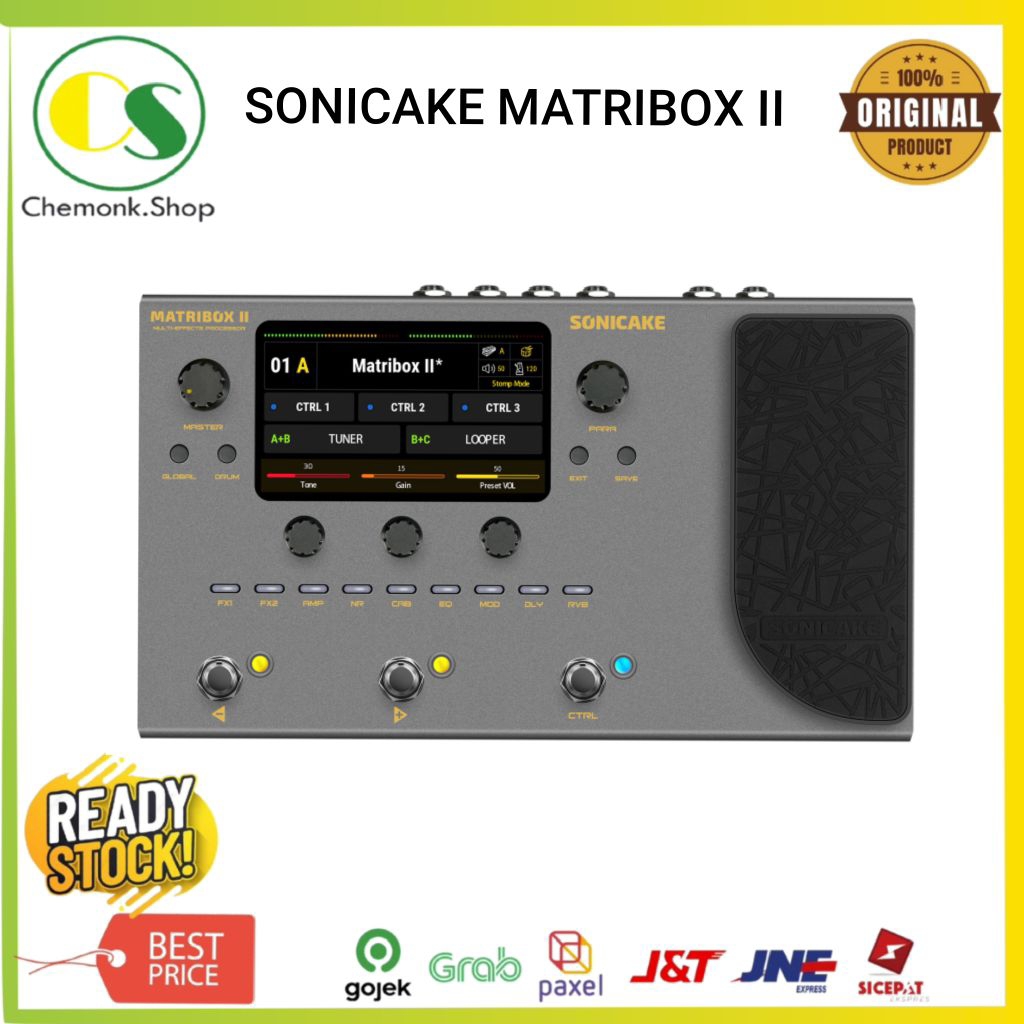 Efek Gitar Elektrik Gitar Akustik Bass SONICAKE Matribox II - Prosesor Multi Efek dengan Pedal Ekspr