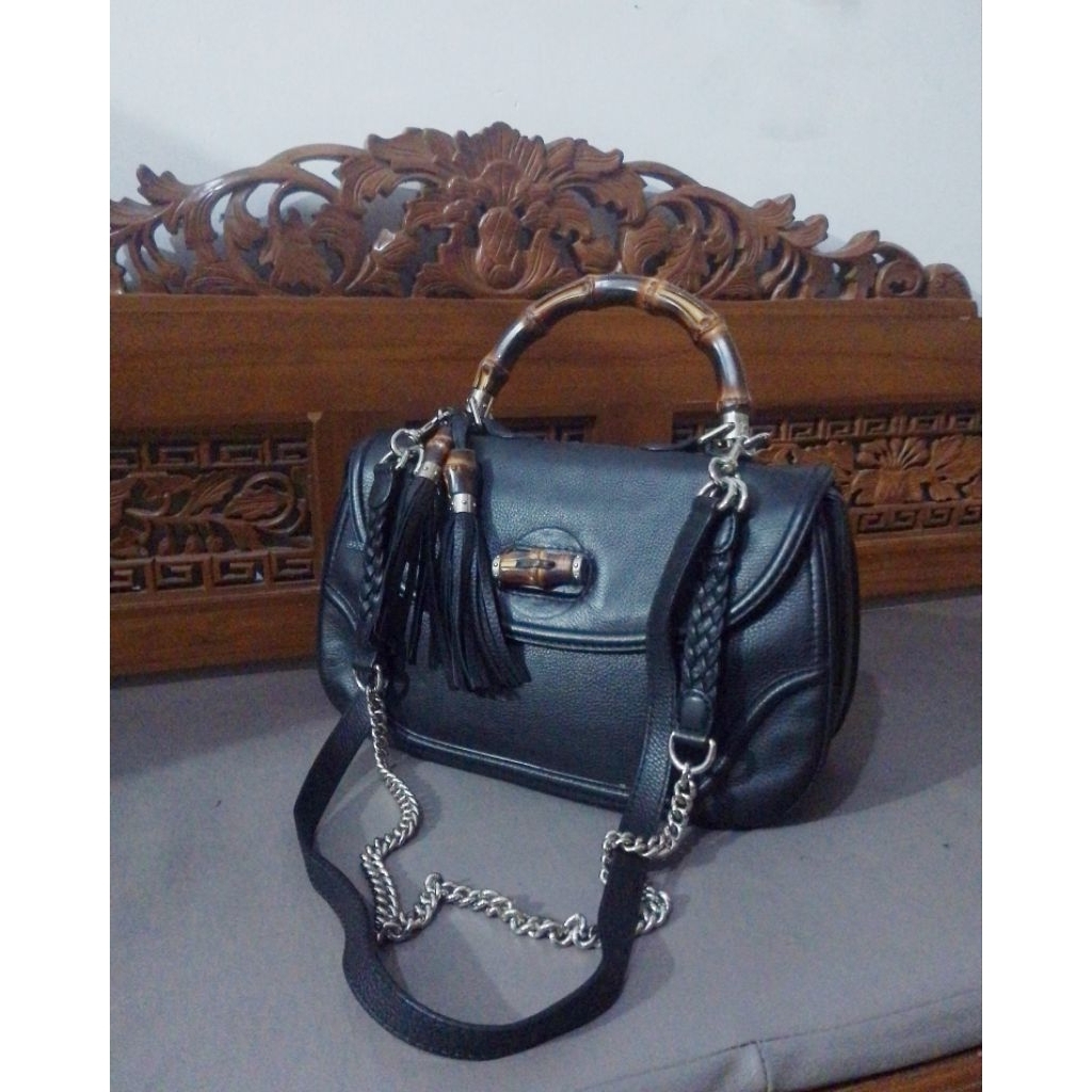 Tas Gucci Original Bamboo Top Handle Black